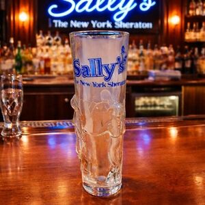 Branded Tall Beer Glass - Clear with Blue Logo